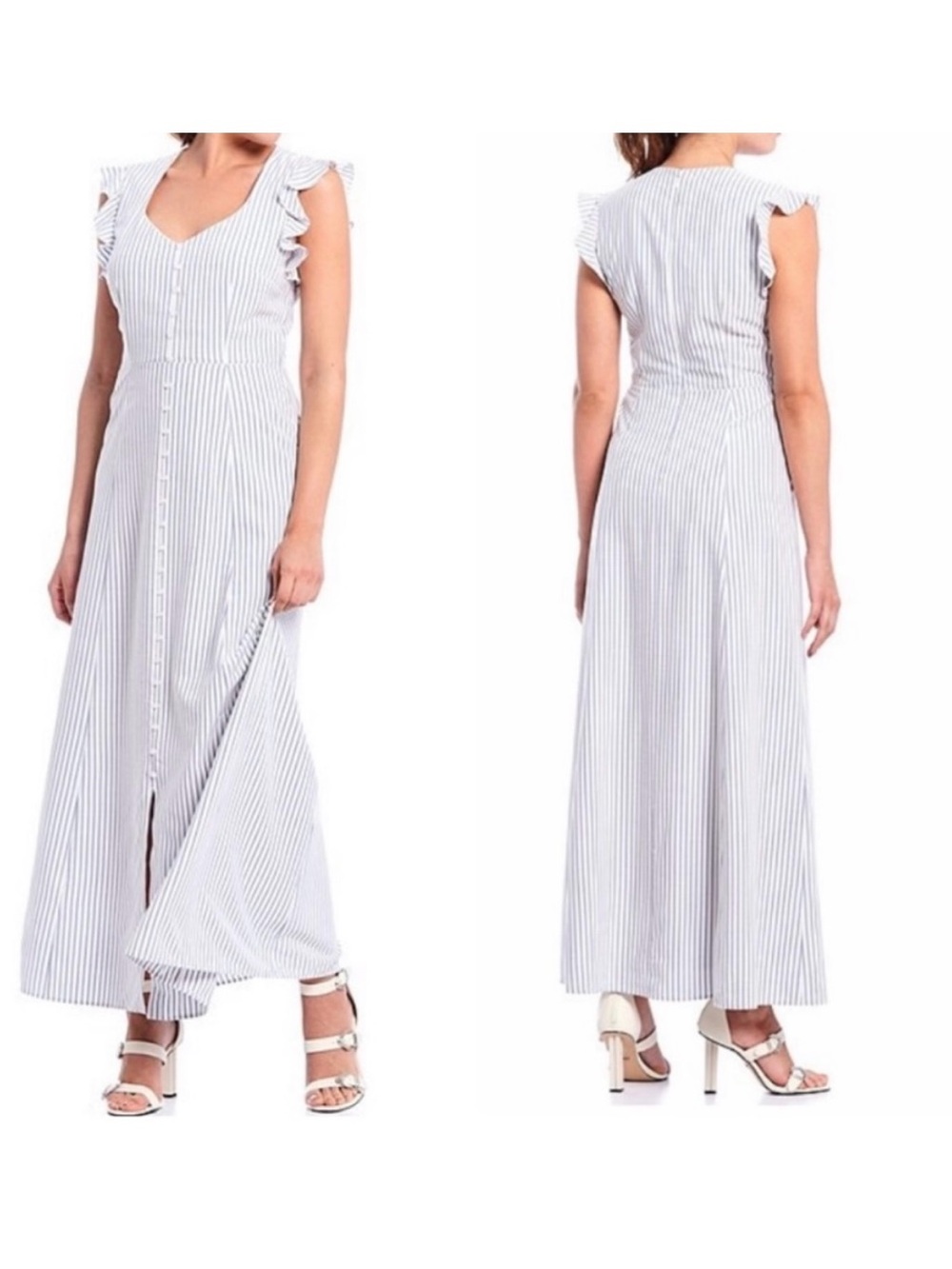 Gianni Bini Blue and White Stripe Maxi Dress Size 2